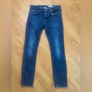 Allsaints Jeans Mens 32x30 Cigarette Skinny Fit Button & Zip Blue